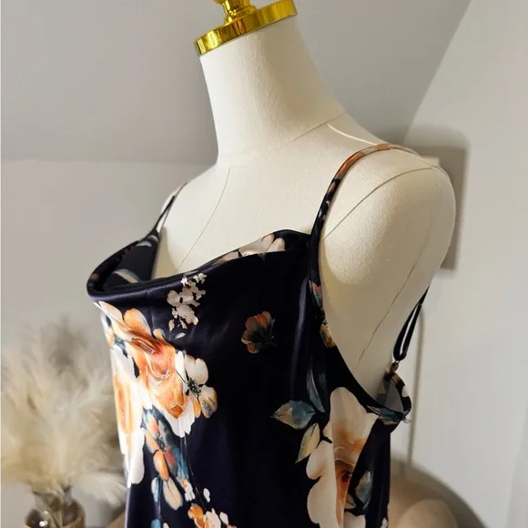 Bebe | Floral Satin Slip Midi Dress - Picture 4 of 8